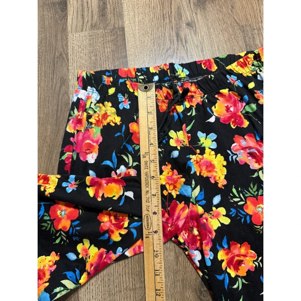 Bobbie Brooks Sleepwear Womens Size S Black Floral Pajama Pants Wide Leg
